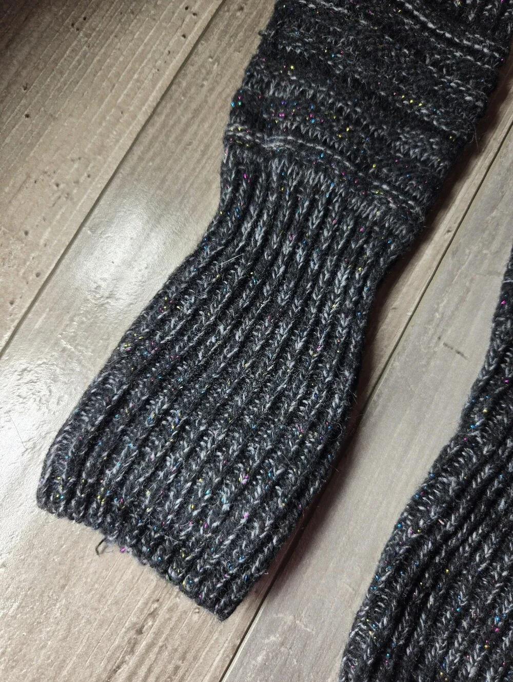 Knit Arm Warmers Dark Speckled Gray Charcoal Women’s One Size